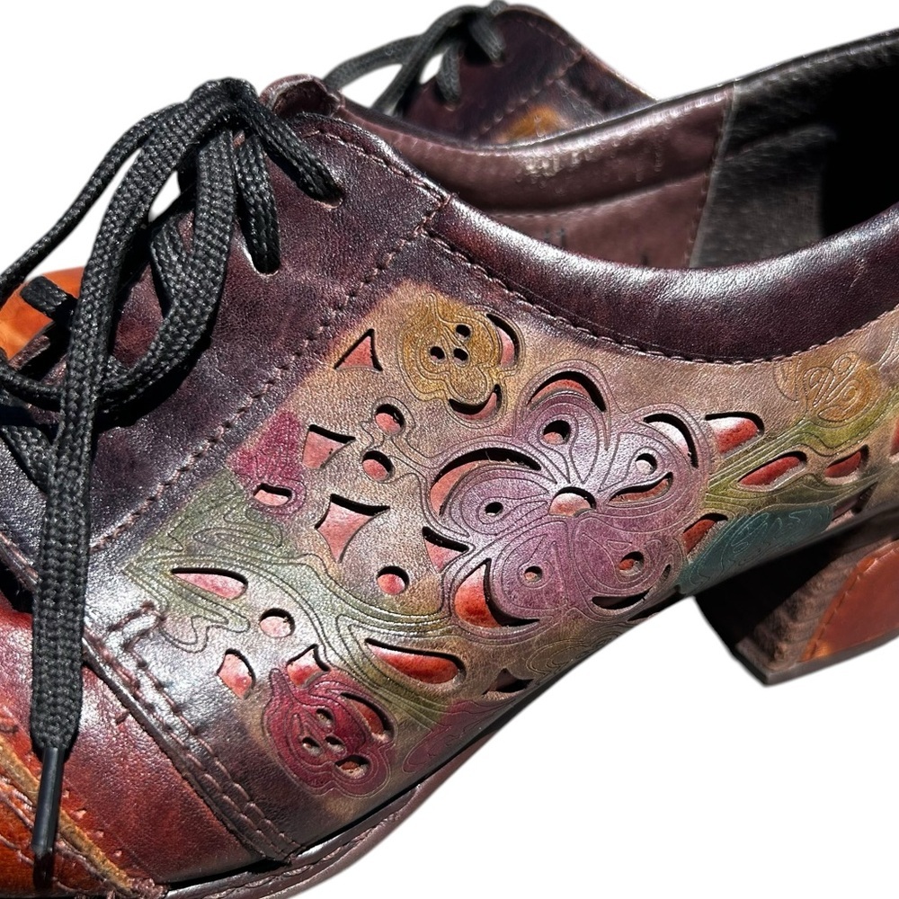 L'artiste Laser Cut Shoes 41 Goth Whimsgoth Artsy Boho Dark Academia Lace Up - Picture 10 of 14